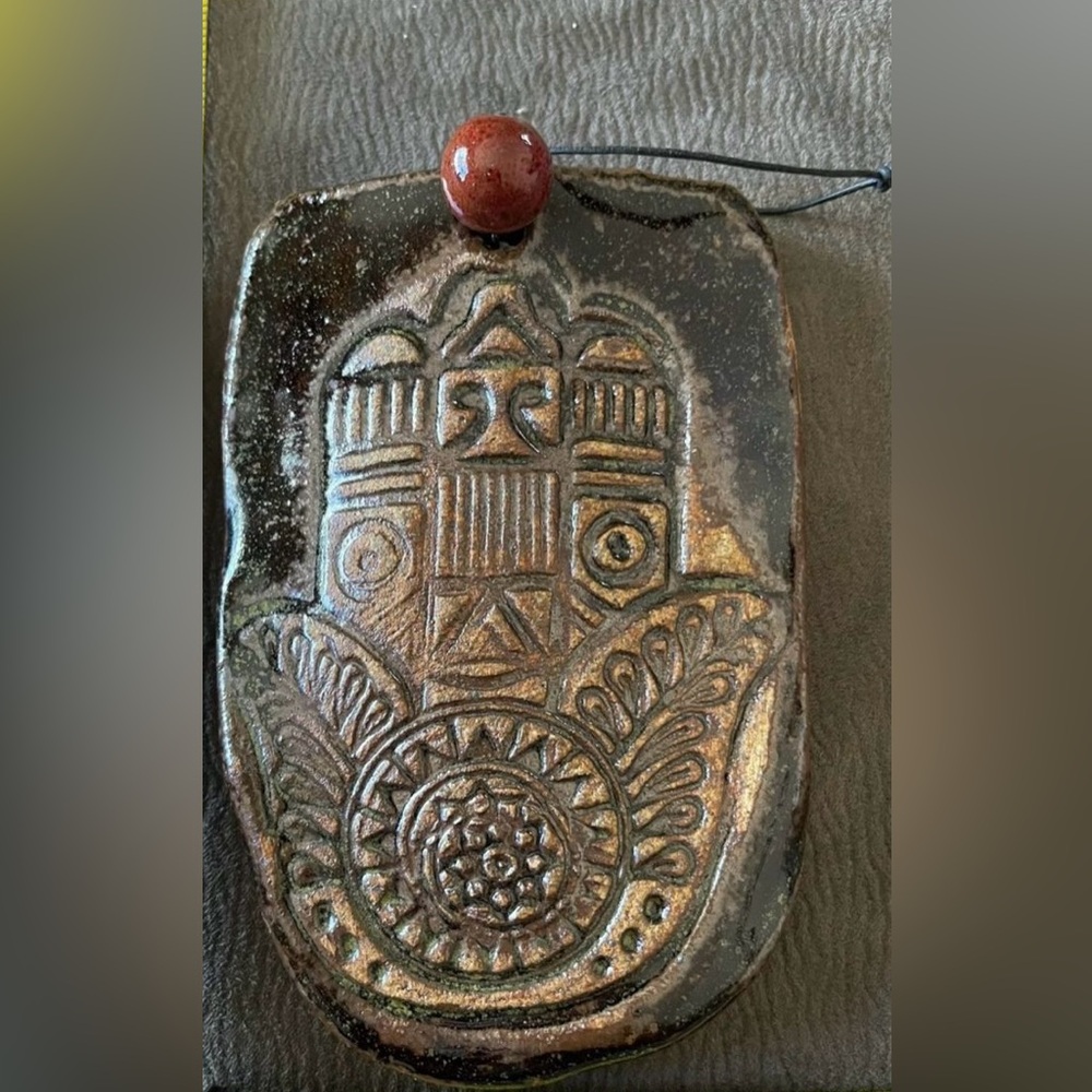 Handmade ceramic wall hanging Hamsa